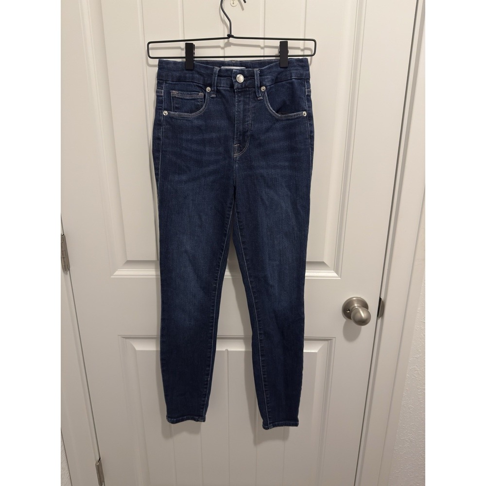 Good American Women's Good Legs Crop Dark Wash Jeans Size 4/27
